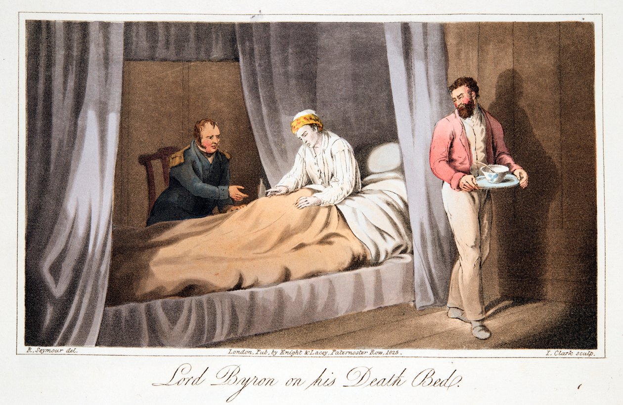 Lord Byron sul letto di morte da Robert Seymour