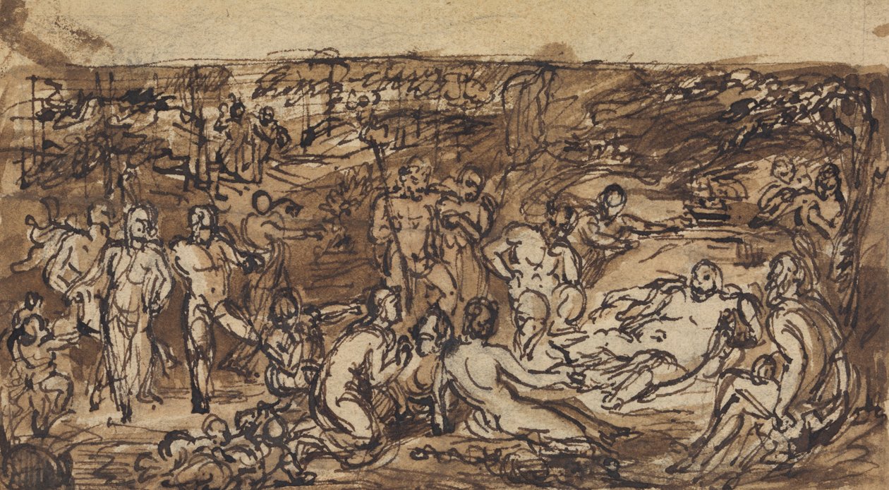 Studi di Figure di un Gruppo di Persone in una Radura Boscosa da Robert Smirke