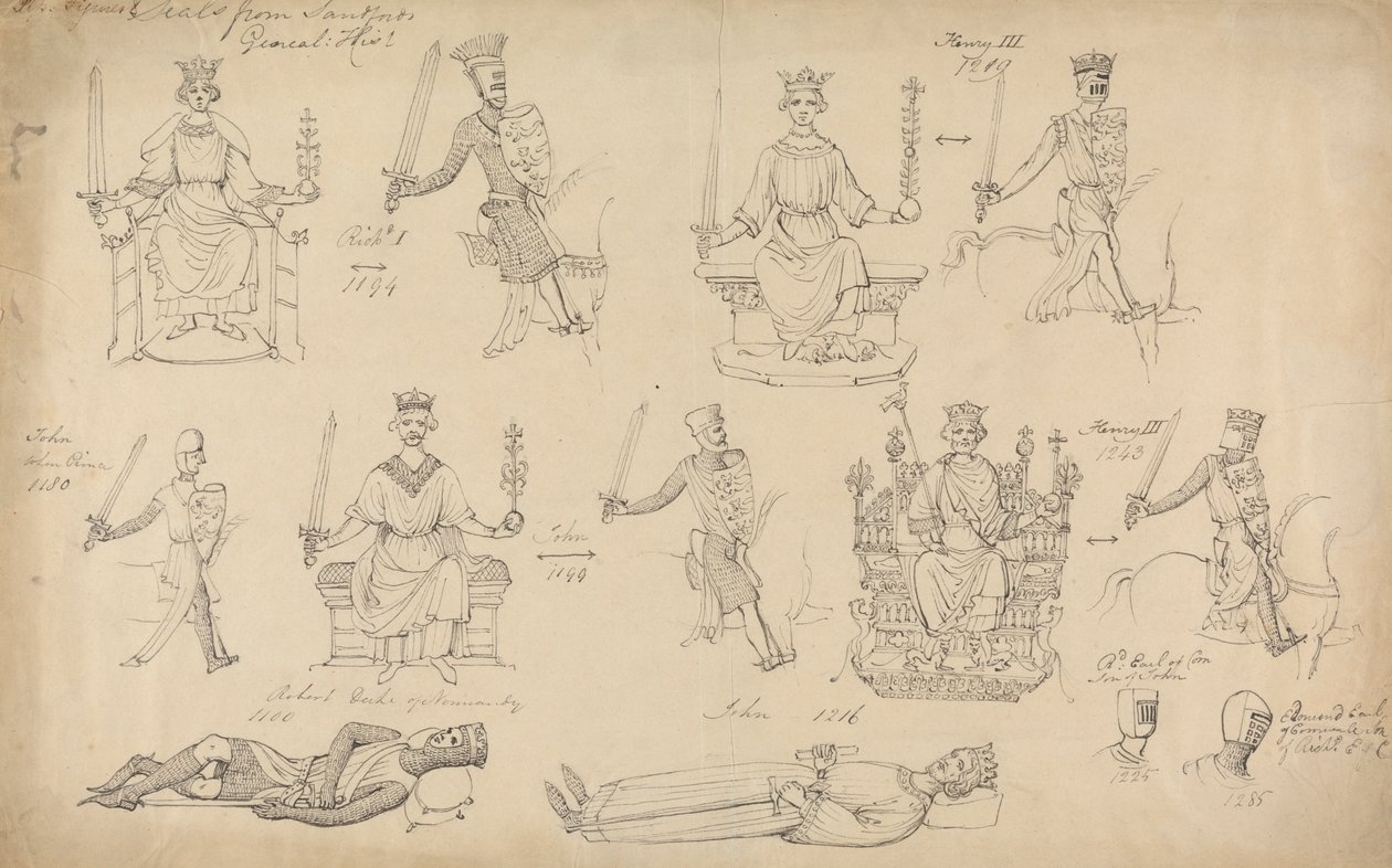 Studi di Figure e Sigilli dalla Storia Generale di Sandford da Robert Smirke