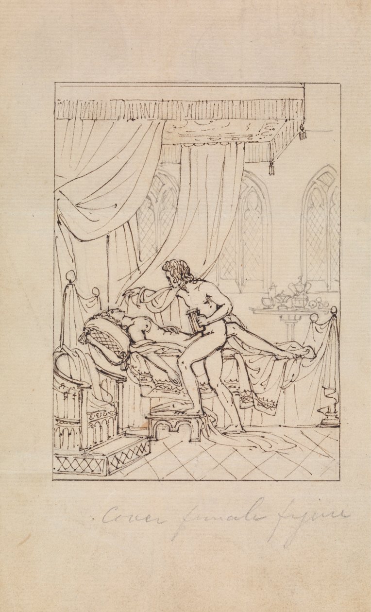 Studio di una Donna che Dorme nella Sua Camera e un Uomo in Piedi Accanto al Suo Letto da Robert Smirke