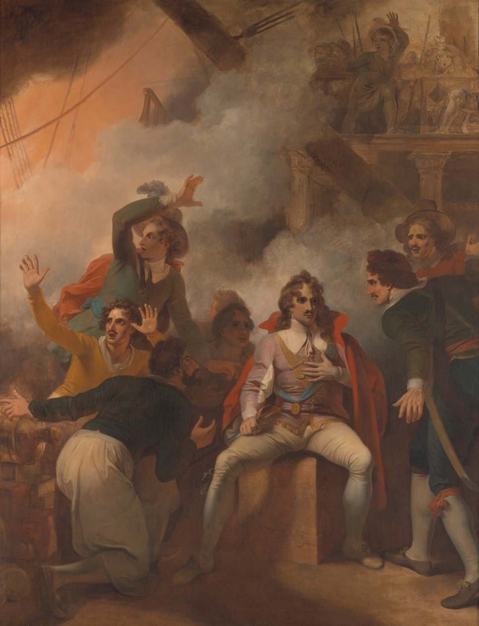 Il conte di Sandwich rifiuta di abbandonare la sua nave durante la battaglia di Solebay da Robert Smirke