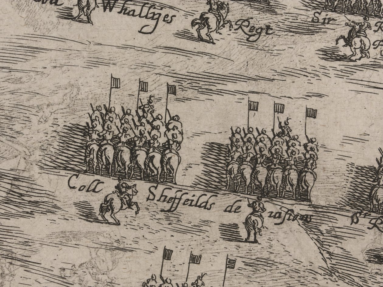 Descrizione degli eserciti di cavalleria e fanteria di Sua Maestà e di Sir Thomas Fairfax; il quattordicesimo giorno di giugno 1645 da Robert Streater or Streeter
