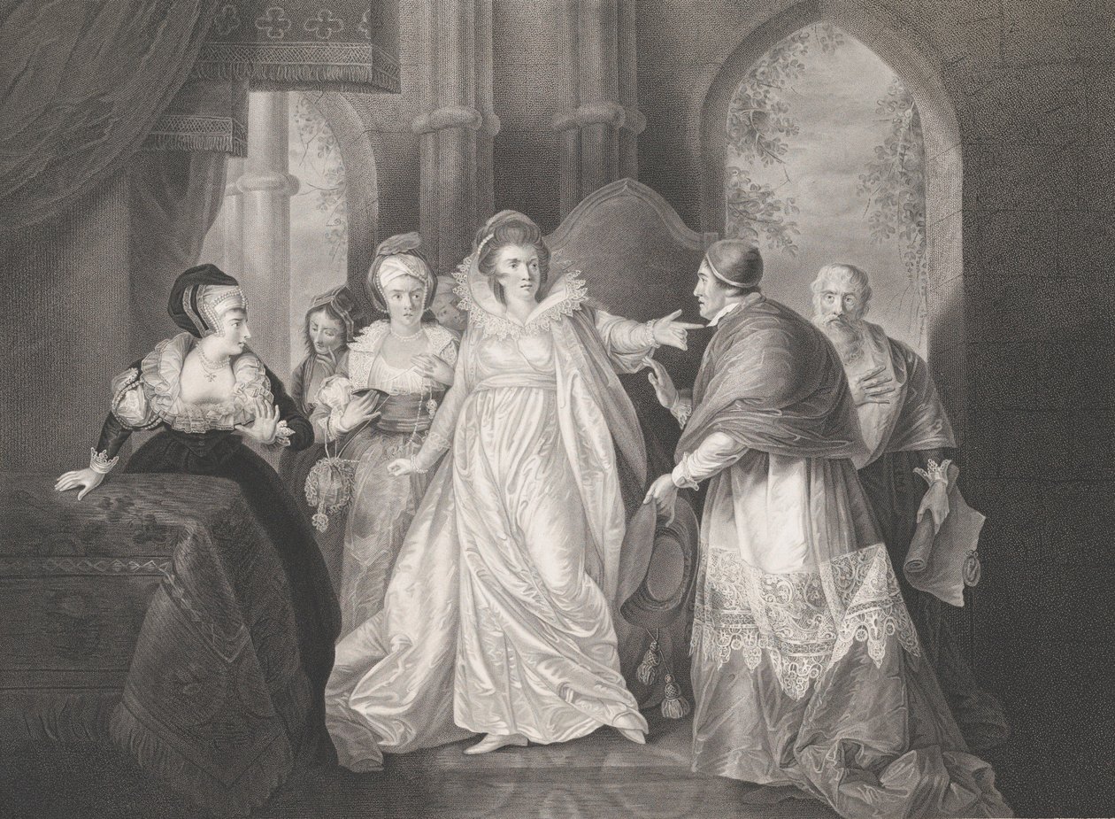 Regina Caterina, Cardinale Wolsey e Cardinale Campeius, prima pubblicazione 1796, ristampa 1852 da Robert Thew