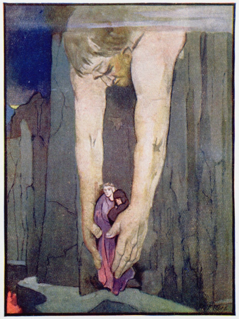 Anteo che depone Virgilio e Dante nell