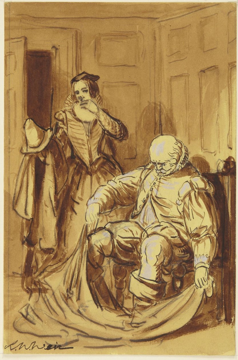 Falstaff und Frau Ford (Szene aus Die lustigen Weiber von Windsor, 4.2) da Robert Walter Weir