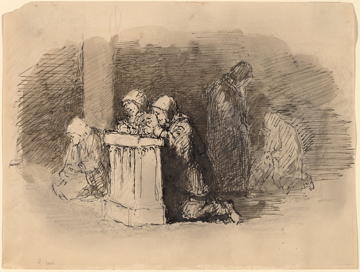 Figure in preghiera in una chiesa, Firenze da Robert Walter Weir