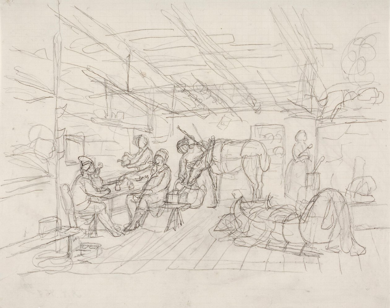 Schizzo interno con ritratto del mercante Julin da Robert Wilhelm Ekman