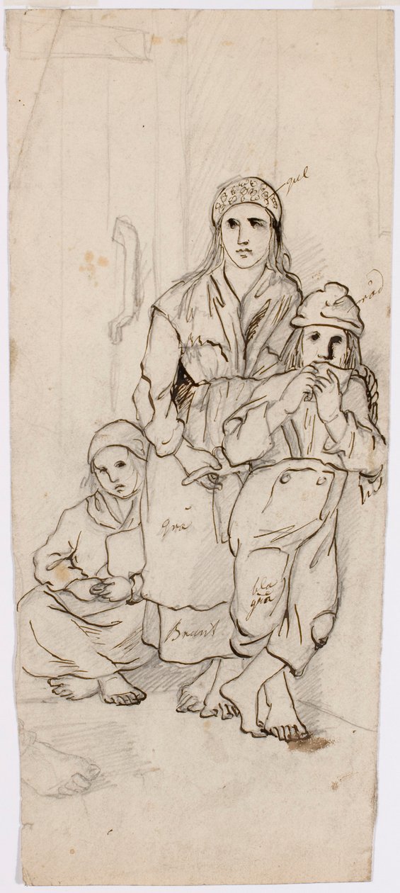 Donna, ragazzo e ragazza in costume popolare da Robert Wilhelm Ekman