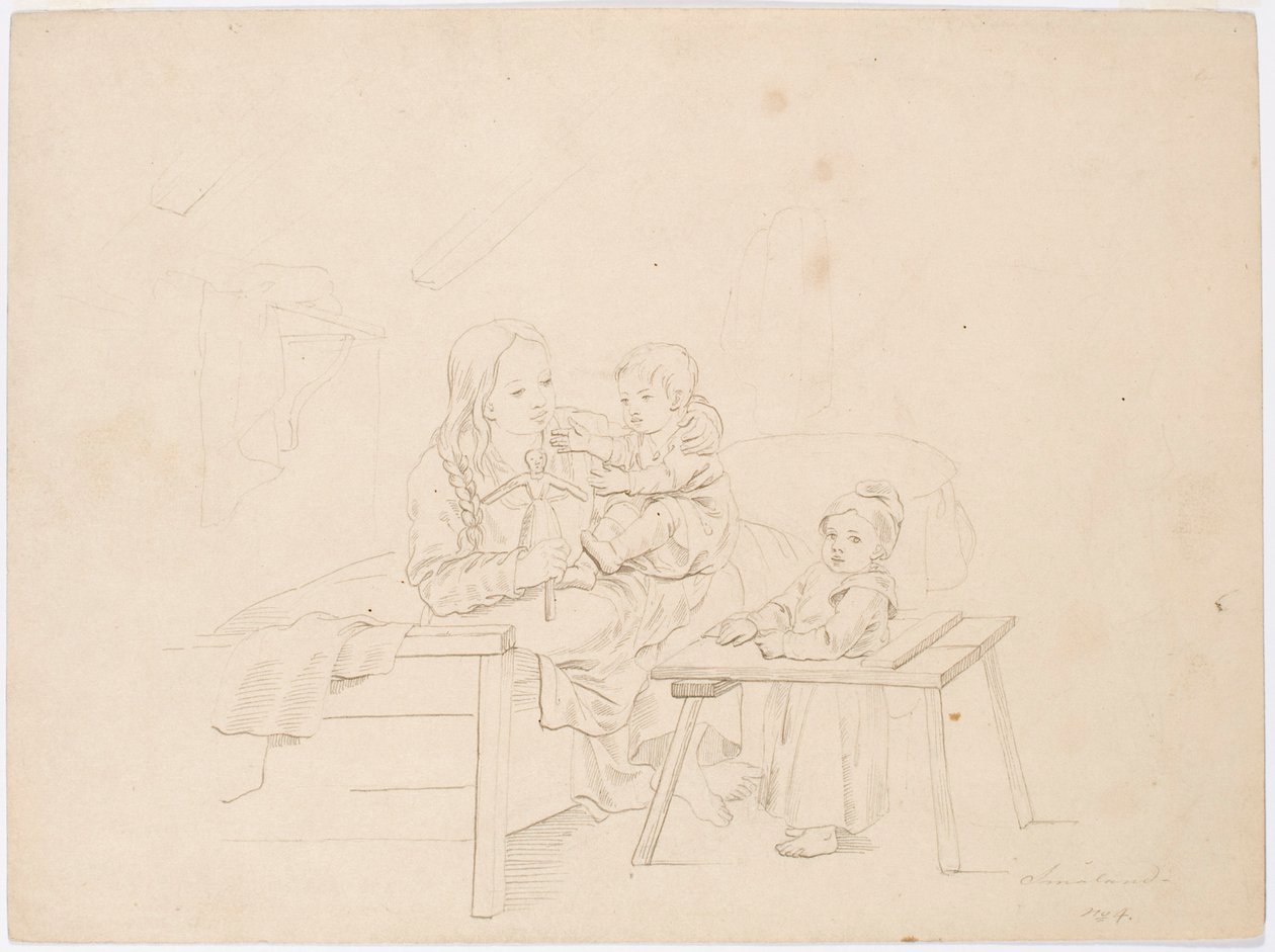 Ragazza con due bambini da Robert Wilhelm Ekman