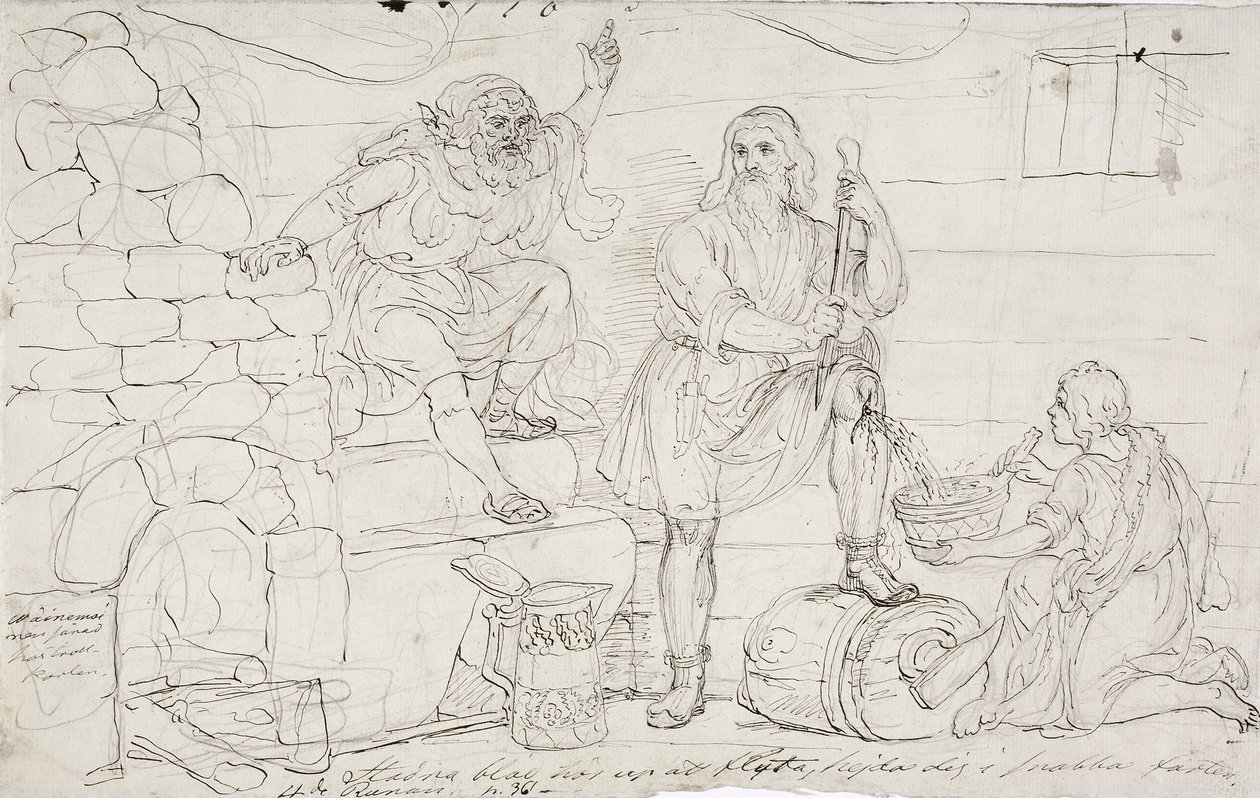 Ginocchio tagliato di Väinämöinen, bozzetto da Robert Wilhelm Ekman