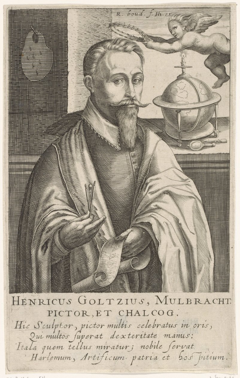 Ritratto di Hendrik Goltzius, c.1610 (incisione) da Robert Willemsz de Baudous