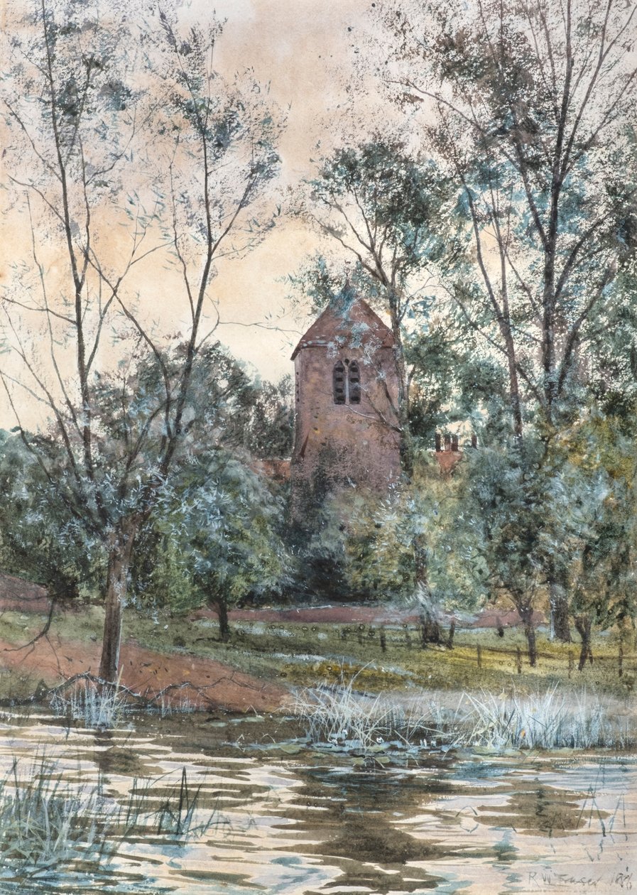 La chiesa vicino allo stagno da Robert Winchester Fraser