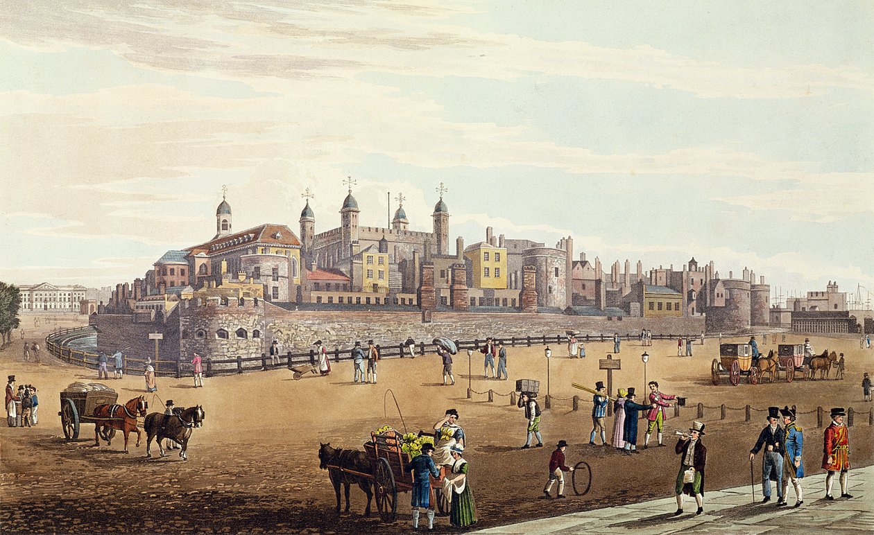 Veduta della Torre di Londra e della Zecca, pub. da Colnaghi und Co da Robert the Elder and Younger Havell