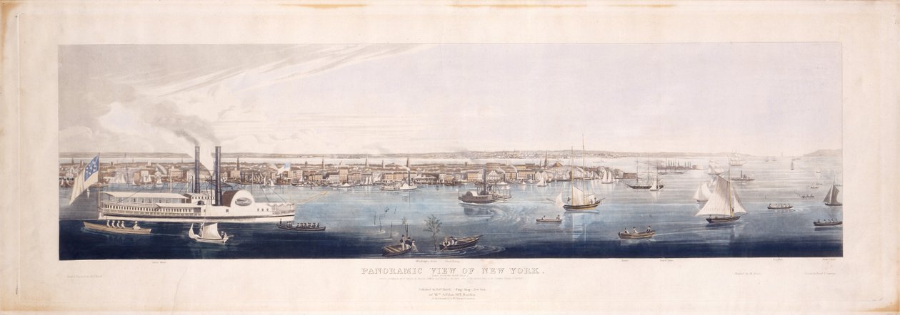 Veduta panoramica di New York, presa dal fiume North [Hudson], 1844 da Robert the Younger Havell