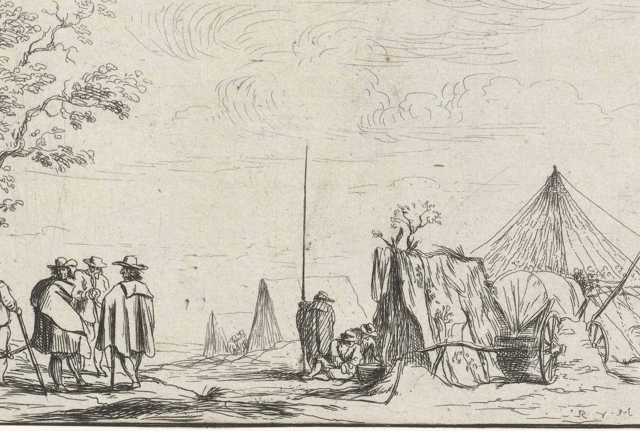 Soldati in un accampamento (serie Vari accampamenti) da Robert van den Hoecke