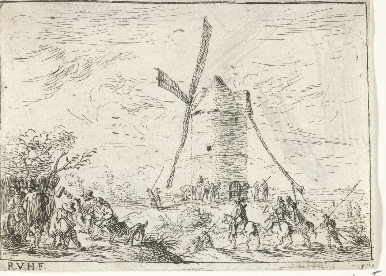 Mulino a vento Paesaggi con accampamenti (titolo della serie) da Robert van den Hoecke