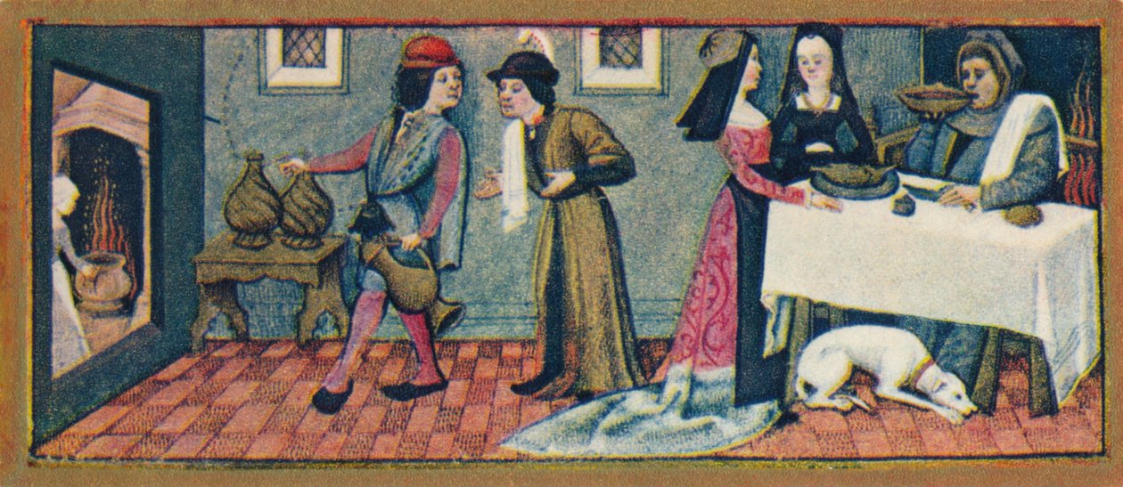 Gennaio - cena di Capodanno, XV secolo, 1939 da Robinet Testard