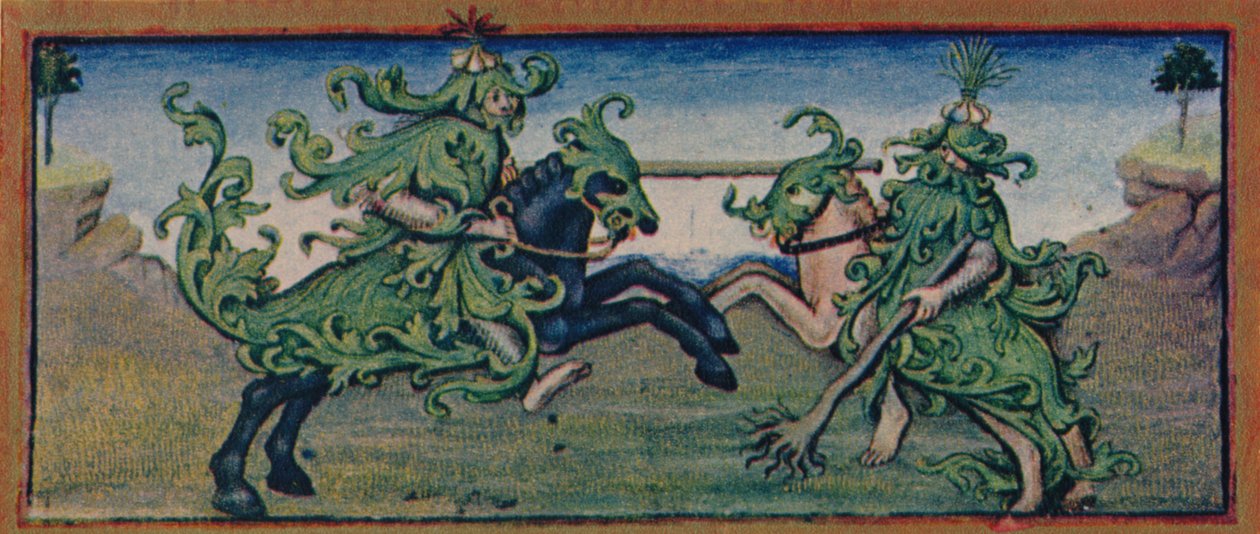 Maggio - uomini selvaggi in giostra, XV secolo, 1939 da Robinet Testard