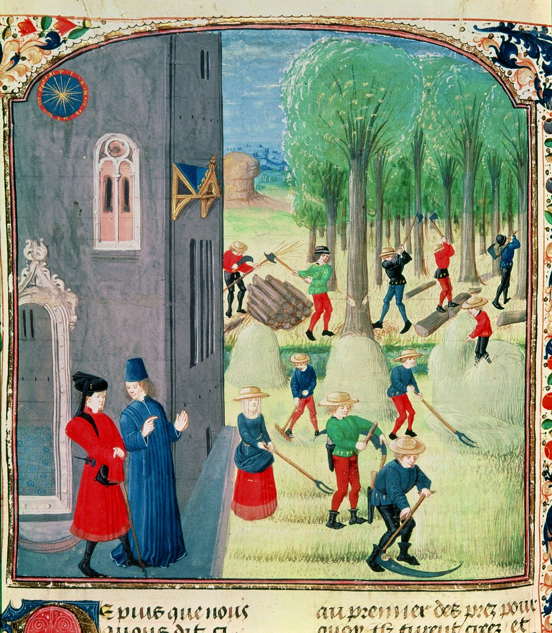 Ms. Lat 1173 Fienagione e taglio della legna, dalle Ore di Carlo d