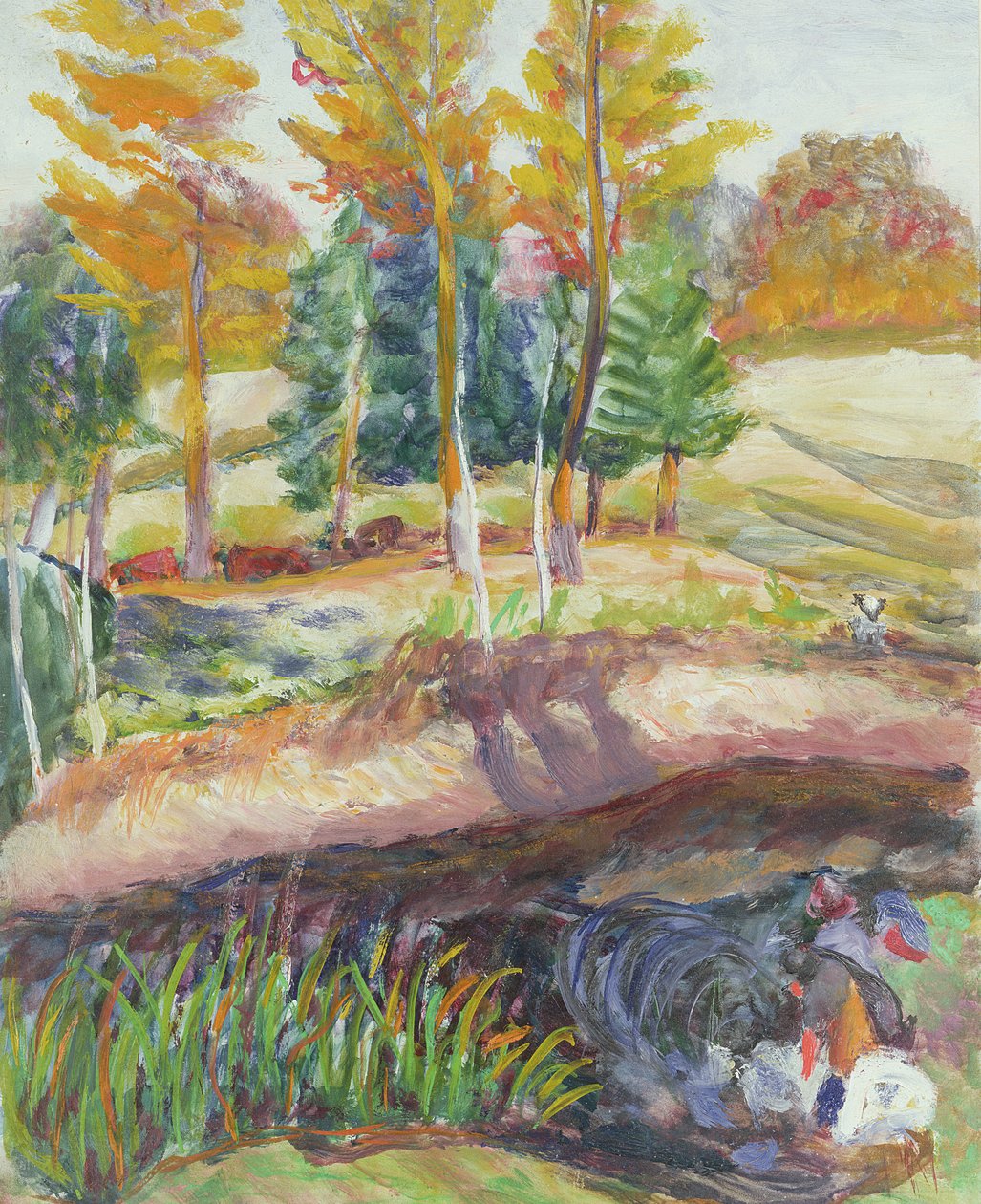 Tre lavandaie sulle rive di un fiume da Roderic O Conor