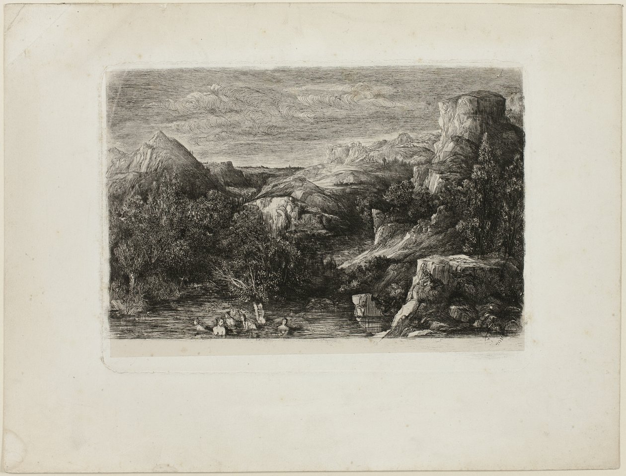 Bagnanti in una piscina di montagna da Rodolphe Bresdin