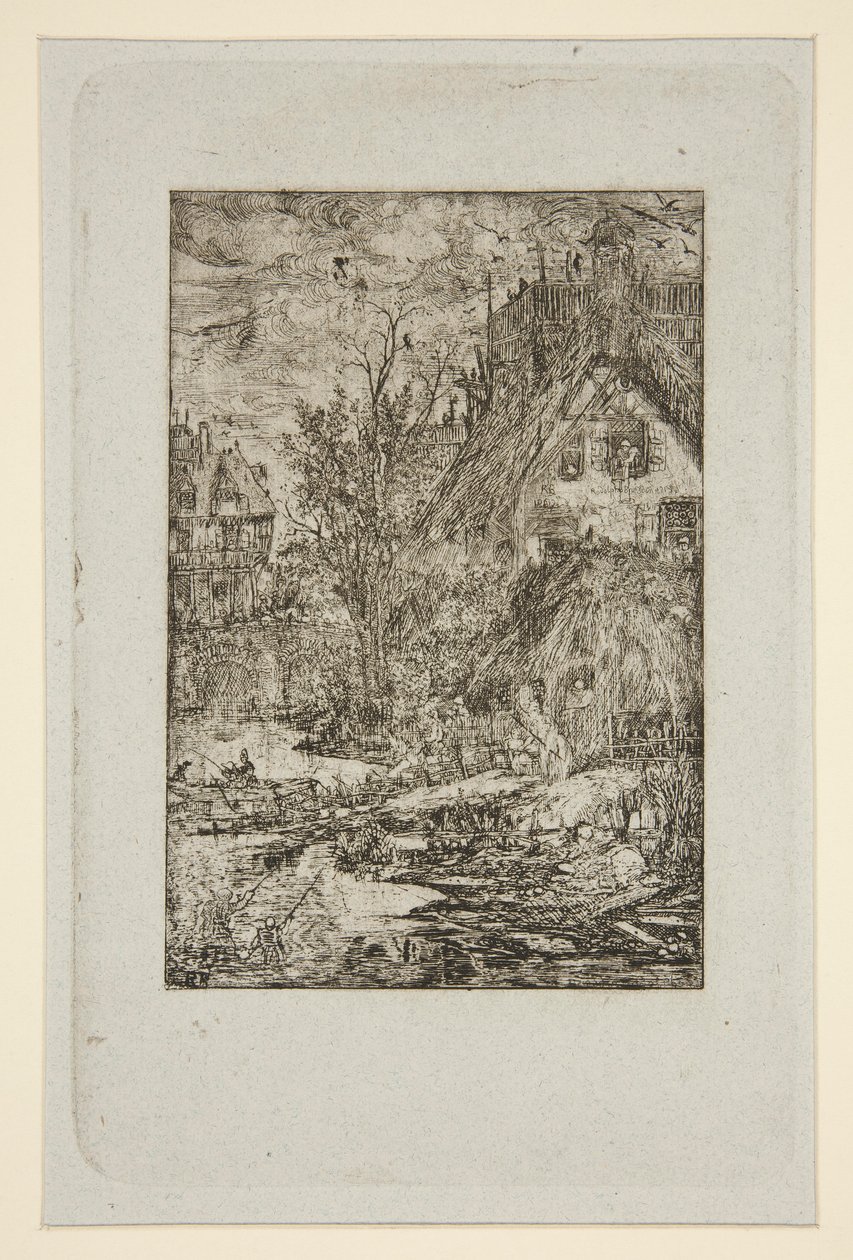 Entrata del villaggio (Cottage con tetto di paglia) da Rodolphe Bresdin
