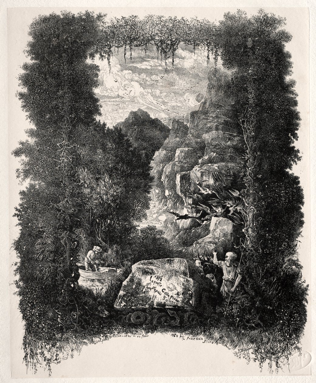 Primo frontespizio per Favole e Fiabe di Thierry-Faletans da Rodolphe Bresdin