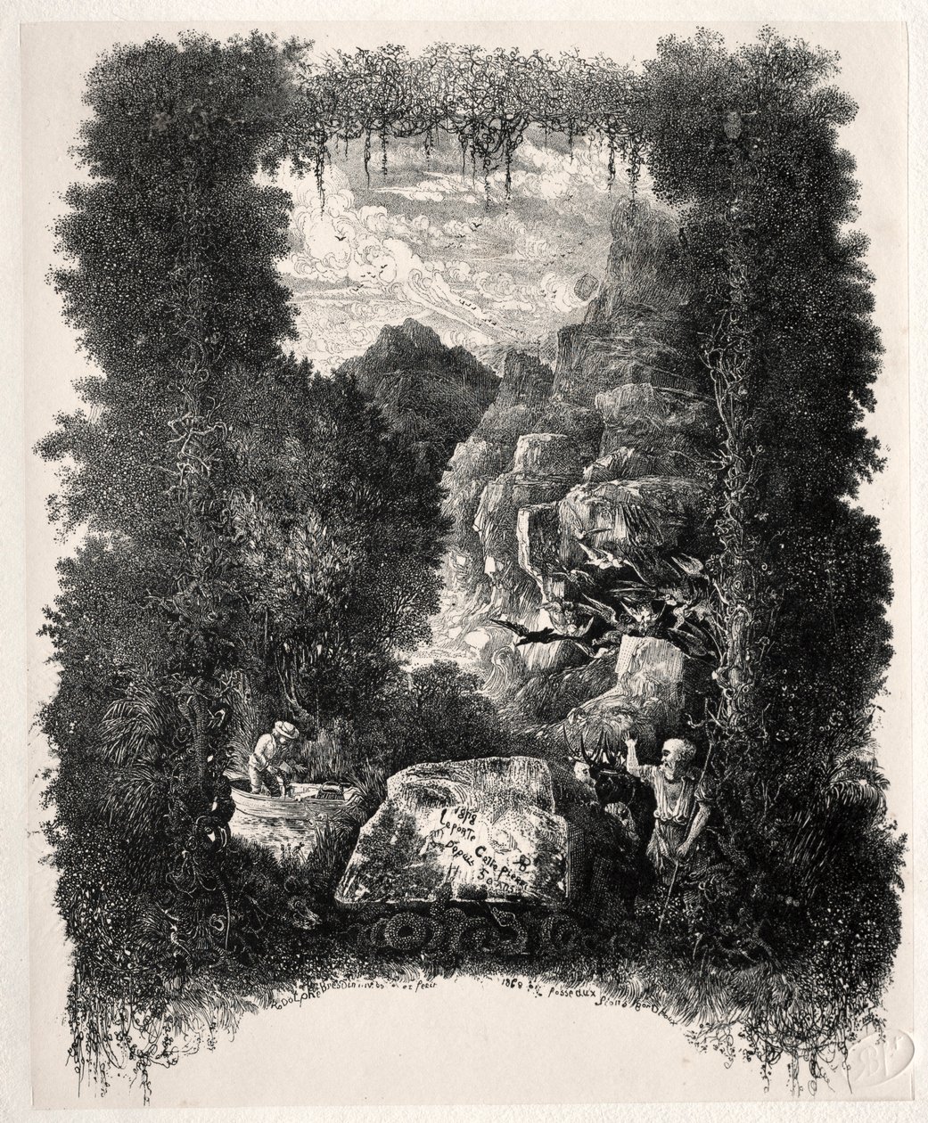 Primo frontespizio per Favole e Fiabe di Thierry-Faletans da Rodolphe Bresdin