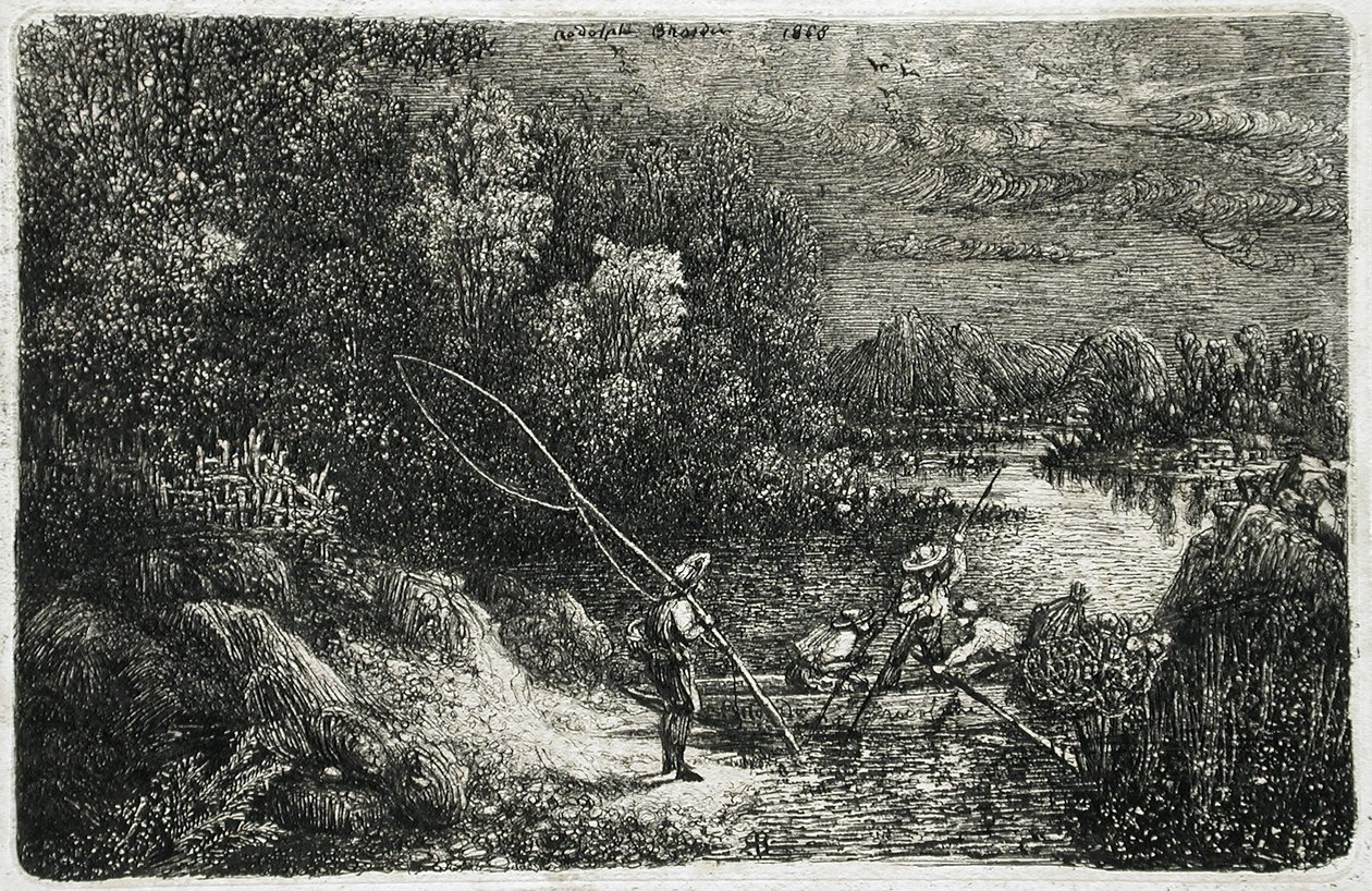 Pescatore in un paesaggio fantastico da Rodolphe Bresdin