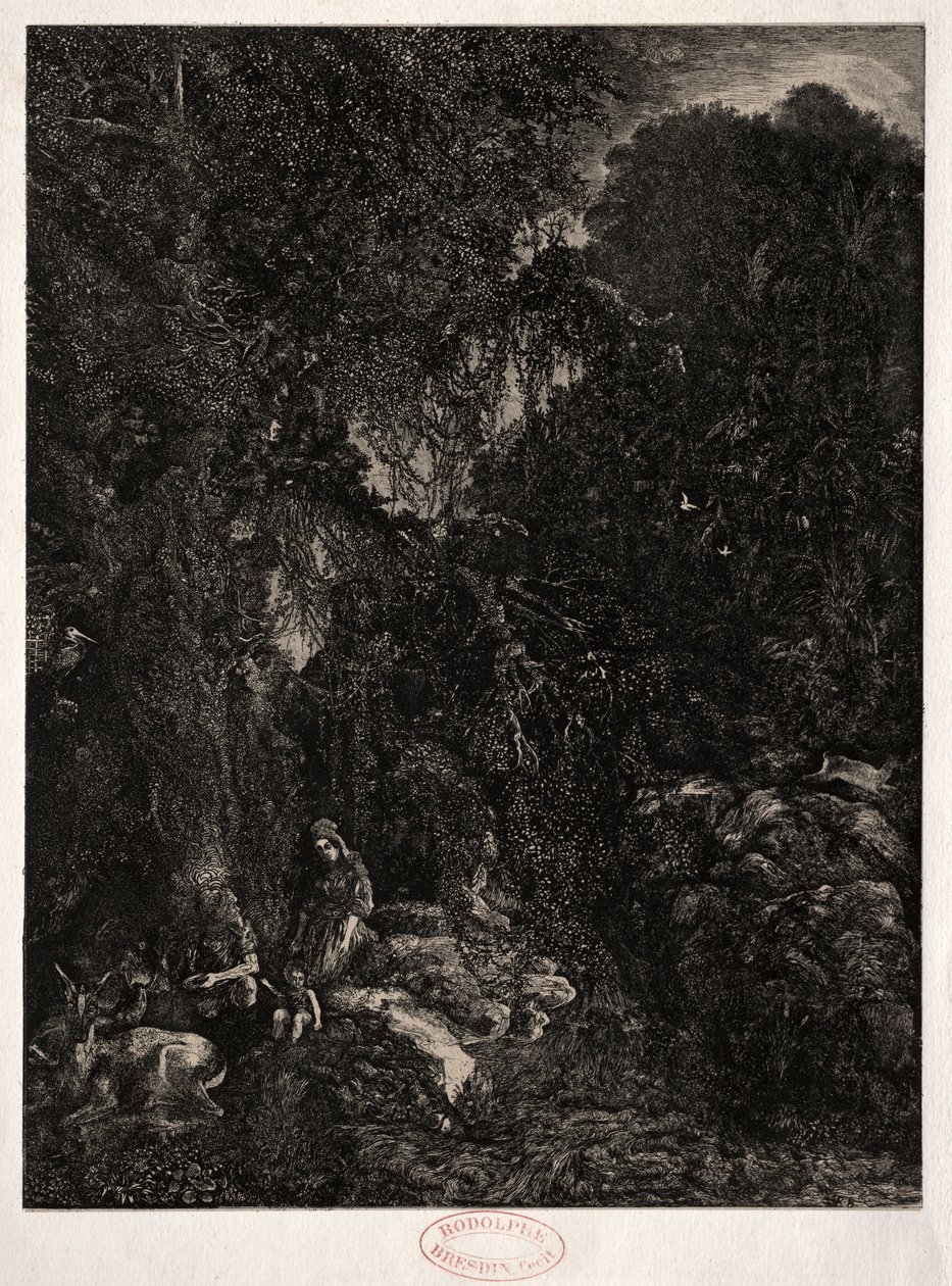 Sacra Famiglia con cervo, 1871 da Rodolphe Bresdin