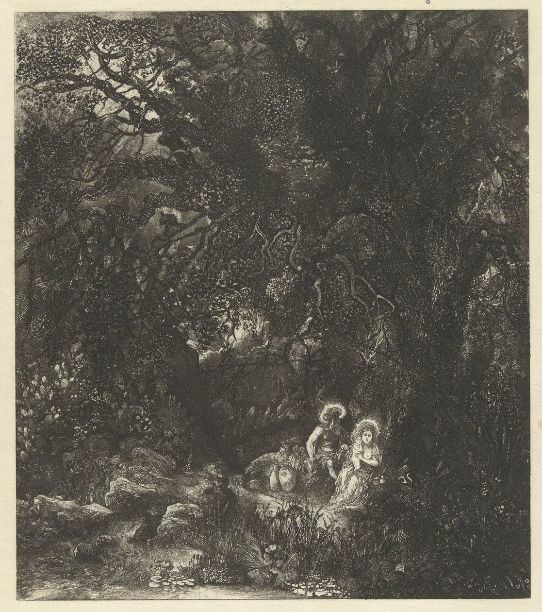 Riposo durante la fuga in Egitto da Rodolphe Bresdin