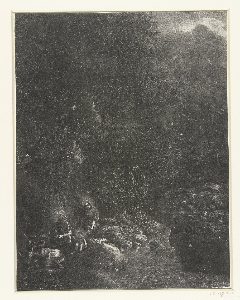 Riposo durante la fuga in Egitto da Rodolphe Bresdin