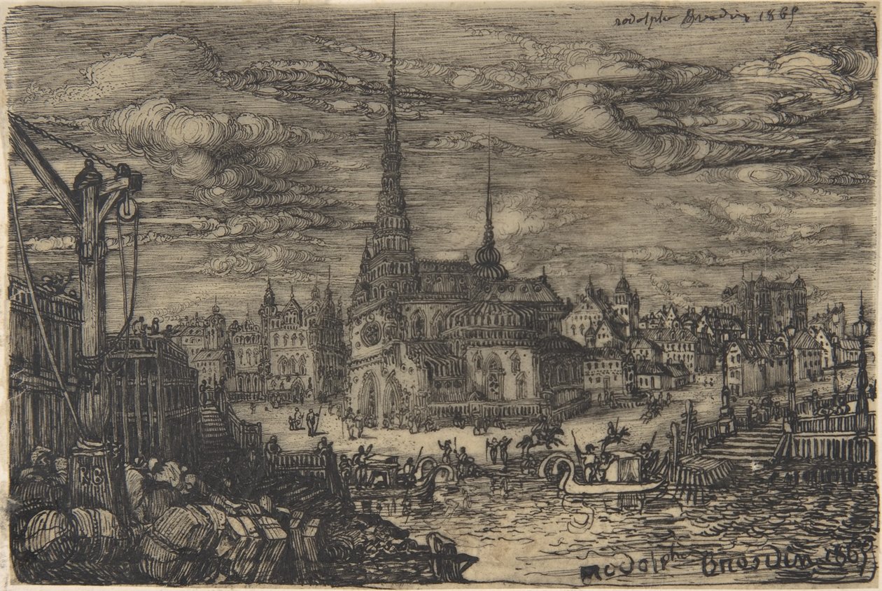 La chiesa e il porto da Rodolphe Bresdin