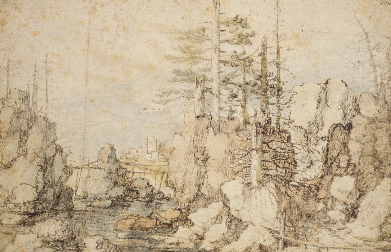Paesaggio boscoso e roccioso, c.1606-07 da Roelandt Jacobsz. Savery