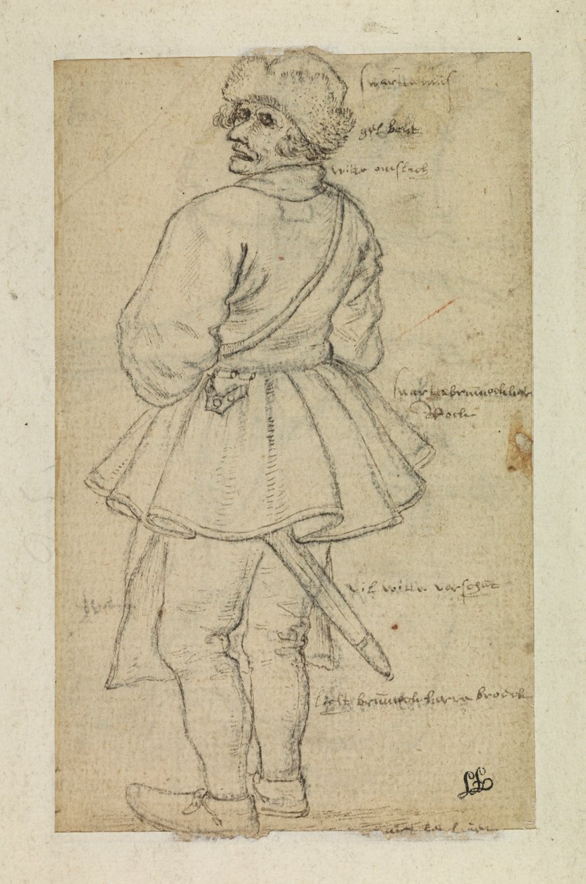 Uomo visto di spalle (verso) da Roelandt Jacobsz and Bruegel Pieter the Elder Savery