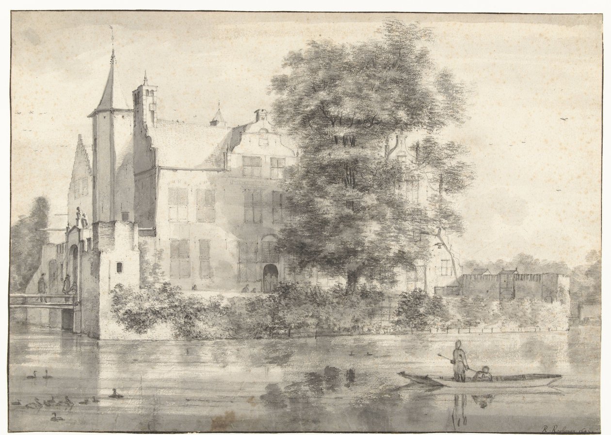 Vista di Huis te Rhoon, vista da sud da Roelant Roghman
