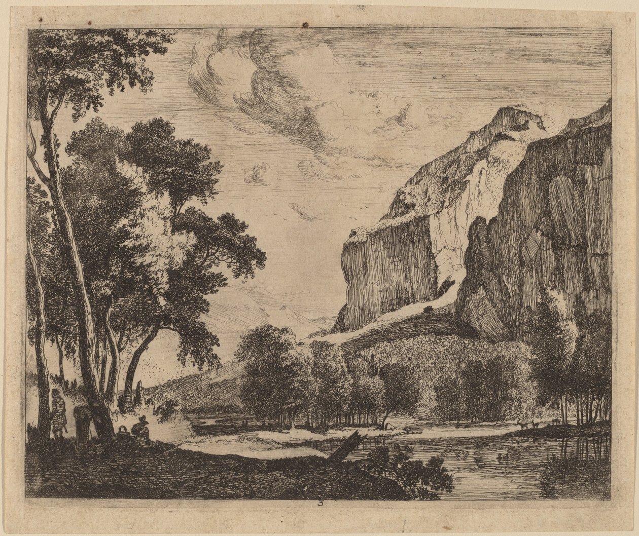 Paesaggio Fluviale con Rocce a Destra: tav.3 da Roelant Roghman and Melchior Küsel