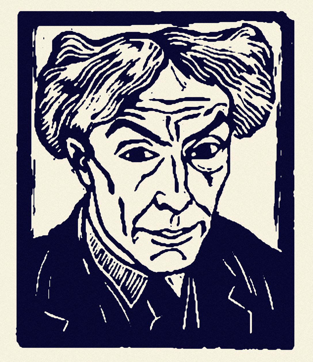 Autoritratto di Roger Fry (1866-1934), xilografia del 1921. da Roger Eliot Fry