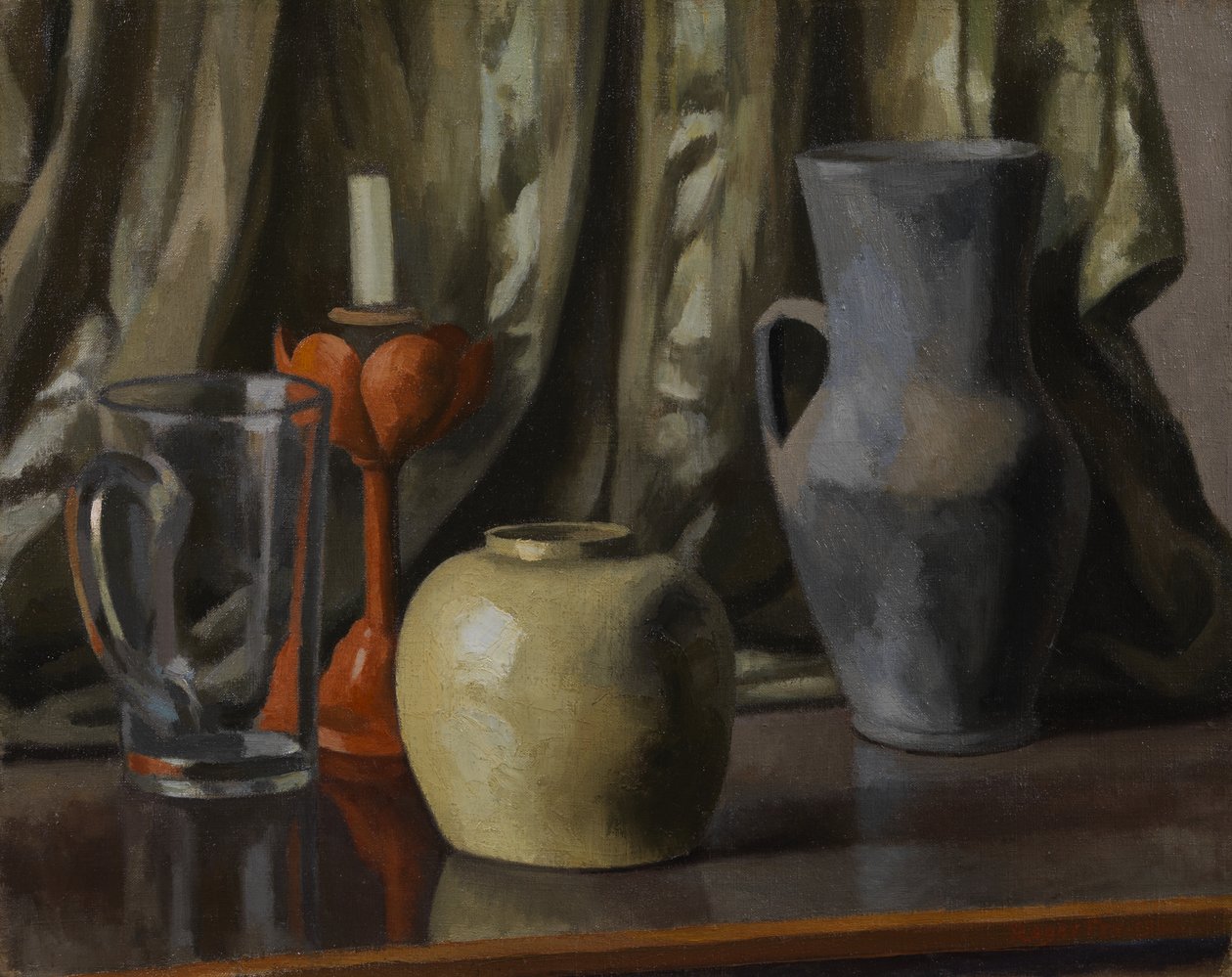 Natura morta con candela e vasi di terracotta da Roger Eliot Fry