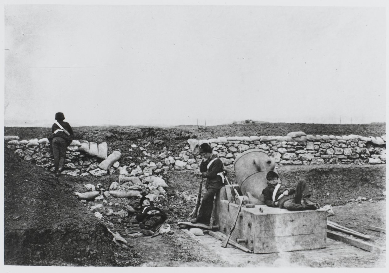 Una giornata tranquilla nella Batteria di Mortai, Crimea da Roger Fenton