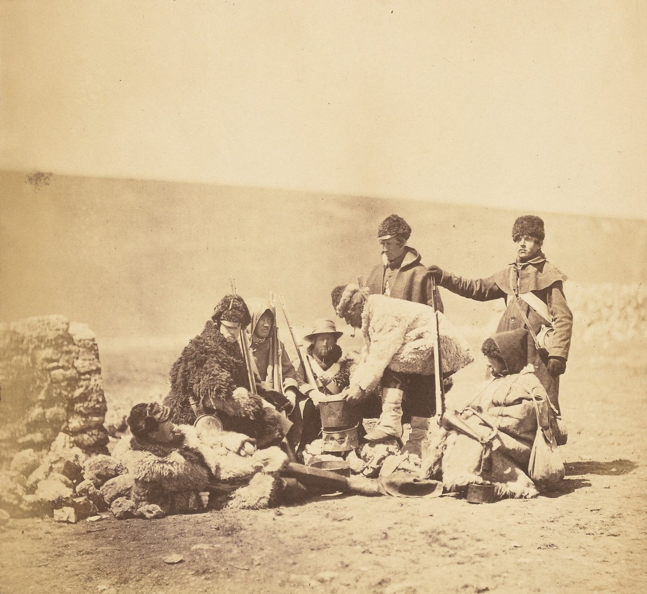 Gruppo del 47º reggimento in uniforme invernale da Roger Fenton