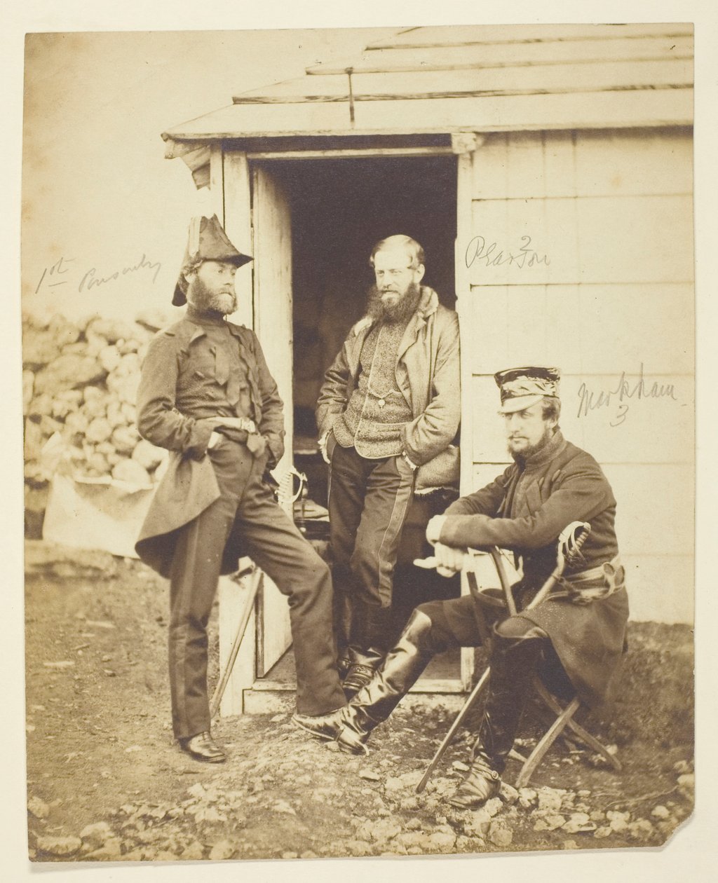 Sir Hy. Fk. Ponsonby (1825-1892), generale; Thomas Hook Pearson (1806-1892), generale; Frederick Markham (1805-1855), generale; ripreso sul campo, Crimea da Roger Fenton