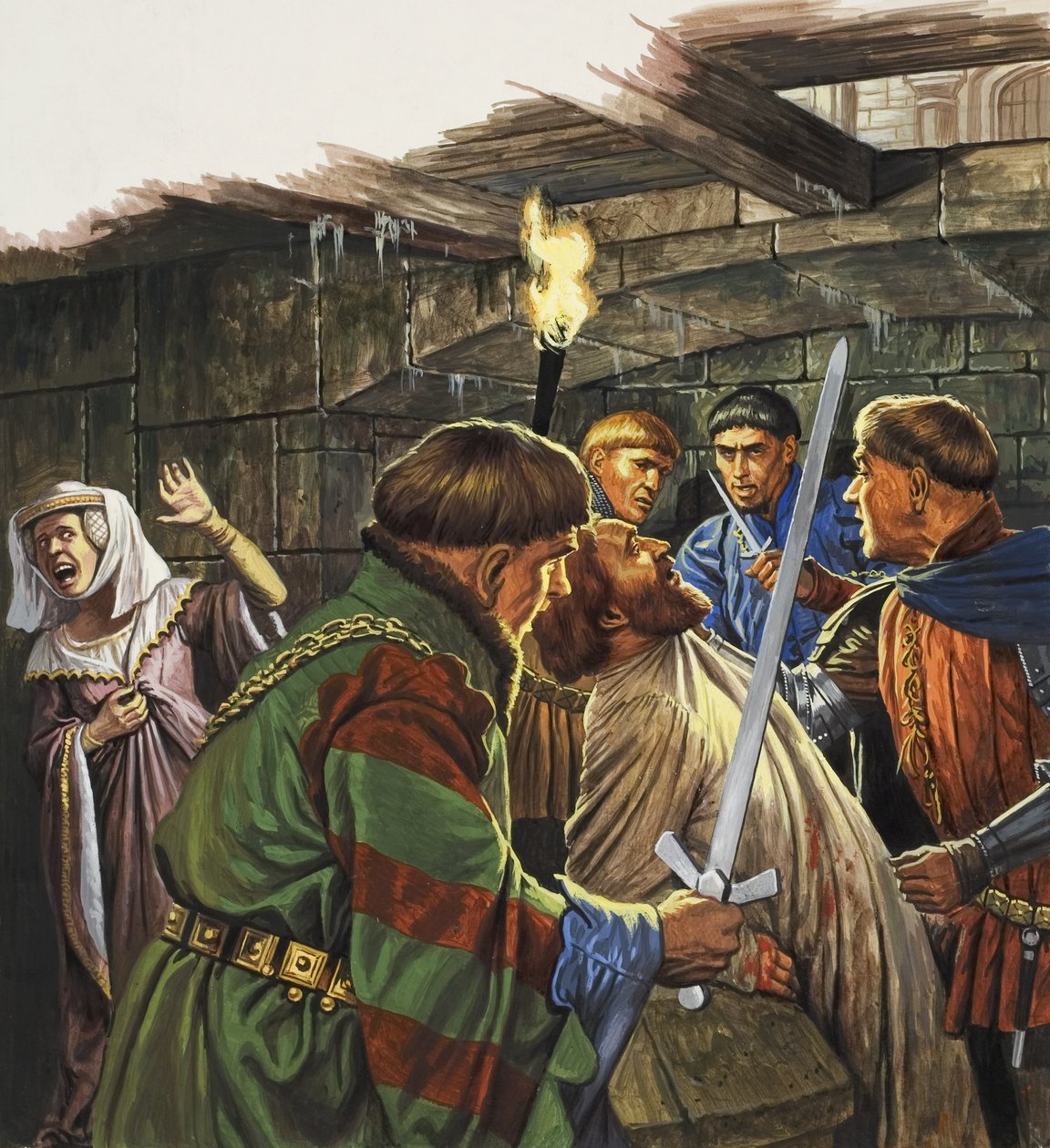 La caccia a Giacomo I di Scozia (1394-1437) (gouache su carta) da Roger Payne