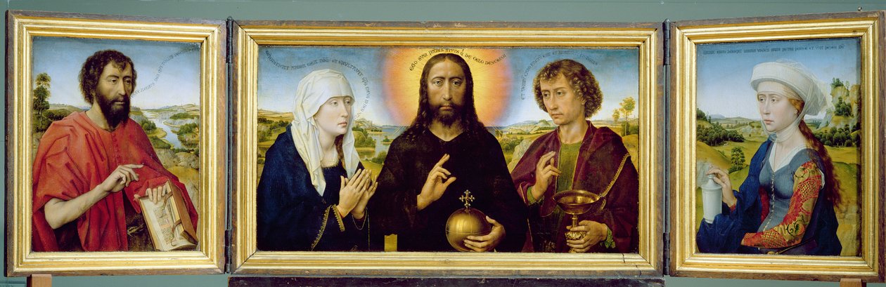 Il trittico della famiglia Braque, San Giovanni Battista, Cristo Redentore tra la Vergine e San Giovanni Evangelista, Santa Maria Maddalena, c.1551 da Rogier van der Weyden