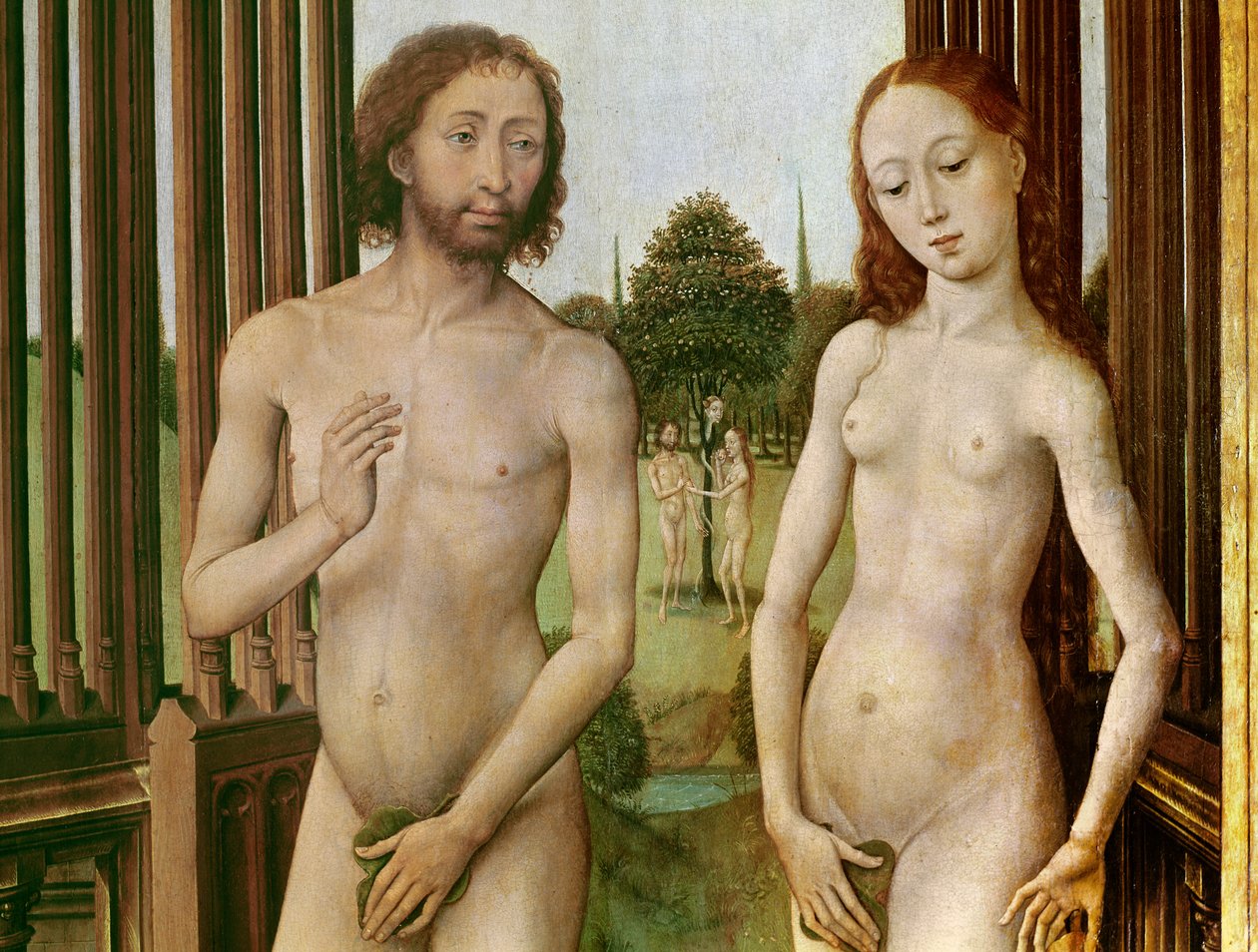 Trittico della Redenzione, pannello sinistro: Adamo ed Eva cacciati dal Paradiso, 1455-59 da Rogier van der Weyden