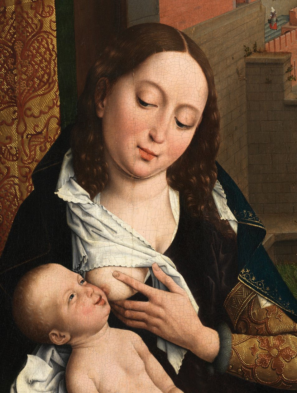 (dettaglio) San Luca che dipinge il ritratto della Vergine da Rogier van der (after) Weyden
