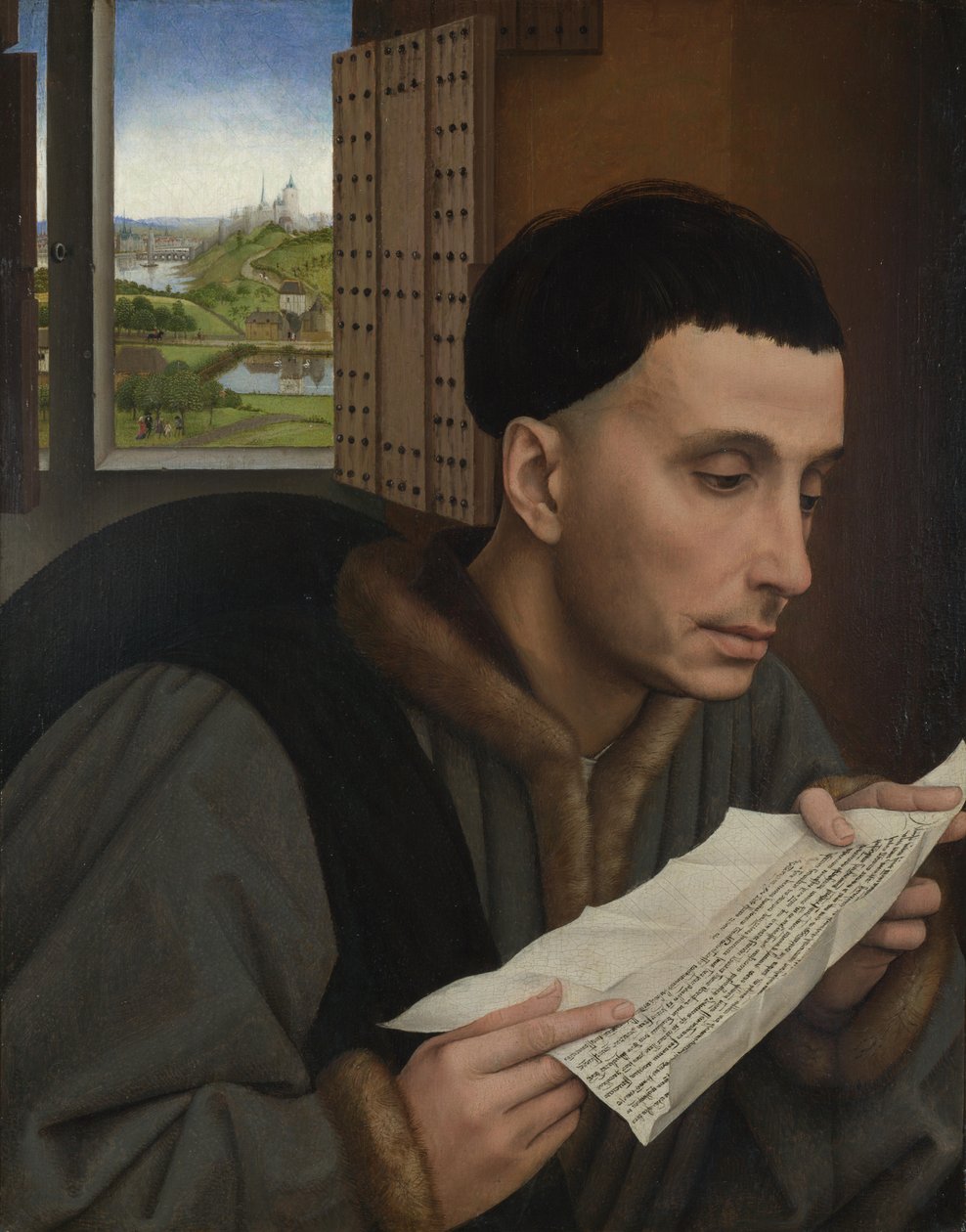 Un uomo che legge (San Ivo?), c.1450 da Rogier van der (workshop of) Weyden