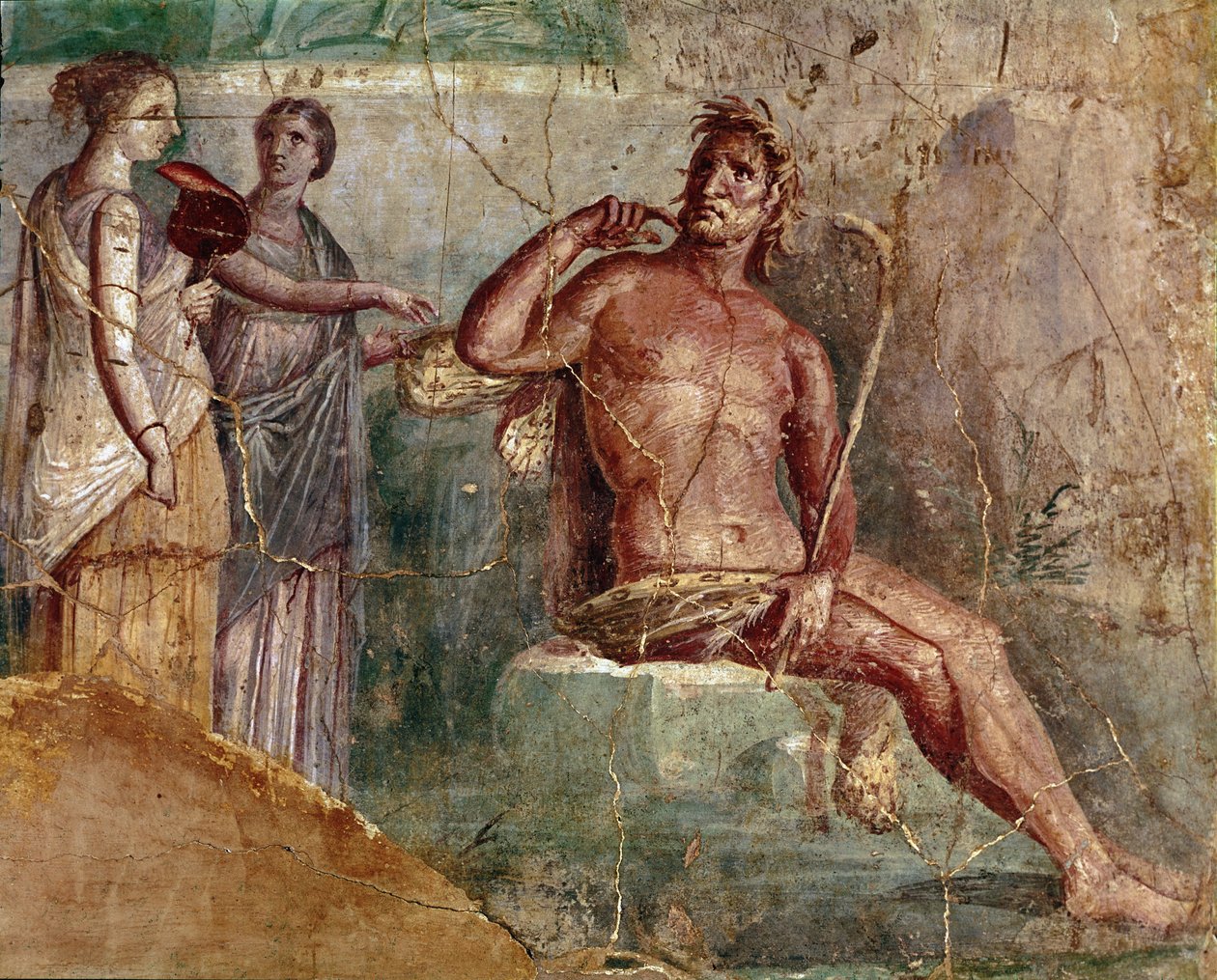 Galatea, con un ventaglio, e Polifemo, da Pompei, 60-80 d.C. da Roman