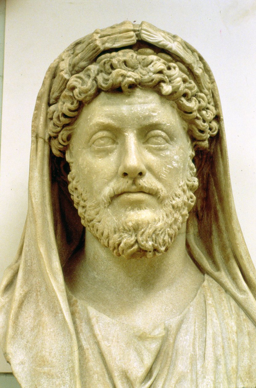 Busto ritratto di Marco Aurelio (121-80 d.C.) da Roman