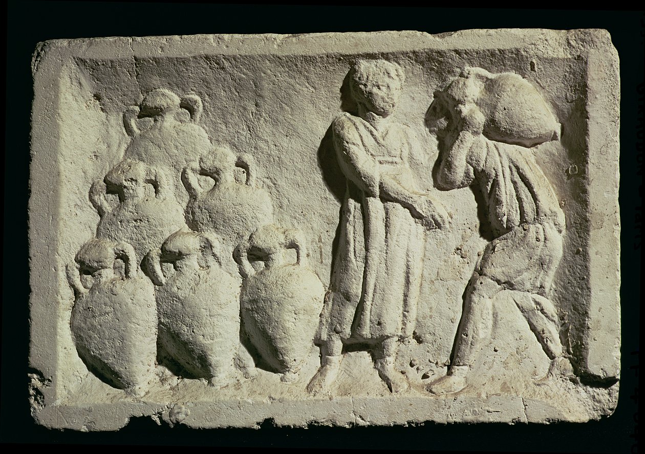Rilievo che raffigura una consegna di vino da Roman